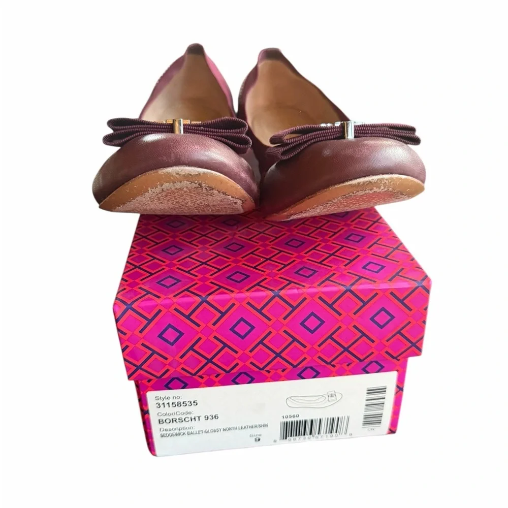 Tory Burch Sedgewick Ballet Glossy North Leather‎ Shoes